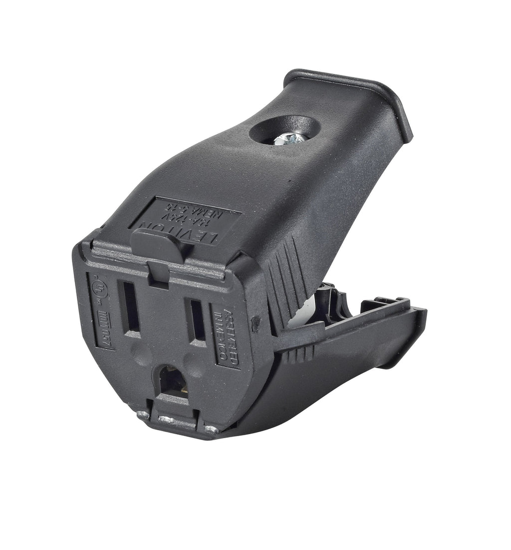  [AUSTRALIA] - Leviton 3W102-E Clamptite Hinged Cord Outlet, 2-Pole, 3-Wire, 125V, 15A, Thermoplastic, Black 1 Pack