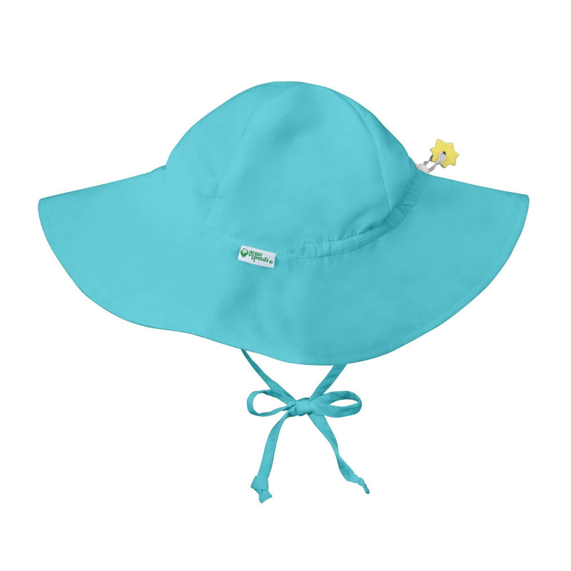 i play. by green sprouts Baby & Toddler Brim Sun Protection Hat | All-day UPF 50+ sun protection for head, neck, & eyes Aqua 0-6 Months - LeoForward Australia