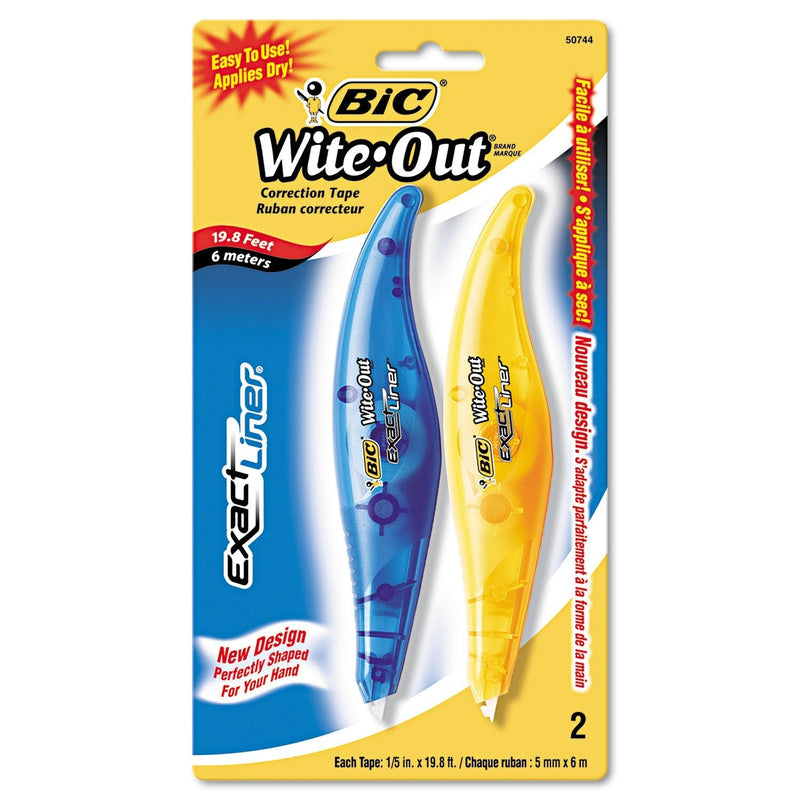  [AUSTRALIA] - BIC WOELP21 Wite-Out Exact Liner Correction Tape, 1/5-Inch x 236-Inch, Blue/Orange, 2/Pack
