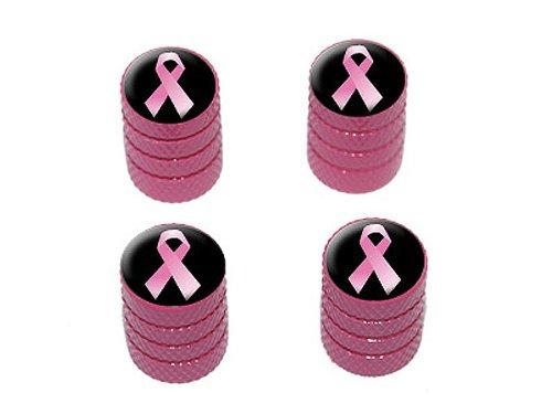  [AUSTRALIA] - Graphics and More Breast Cancer Pink Ribbon on Black - Tire Valve Stem Caps - Pink