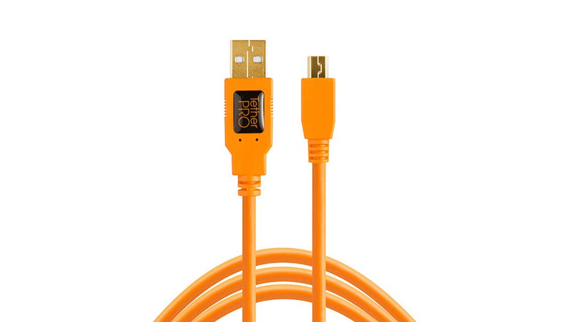  [AUSTRALIA] - Tether Tools TetherPro USB 2.0 to Mini-B 5-Pin Cable, 15' (4.6m), High-Visibility Orange