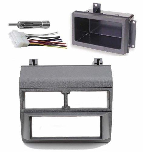  [AUSTRALIA] - Grey Gray Complete Single Din Dash Kit + Pocket Kit + Wire Harness + Antenna Adapter Compatible with Chevrolet & GMC 1988-1996 Select Models
