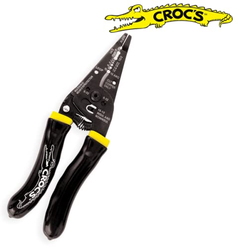  [AUSTRALIA] - Rack-A-Tiers Croc's Needle Nose Wire Strippers AWG 10-22, Wire Crimper, Heavy Duty, Ergonomic Hand Tool (47000)