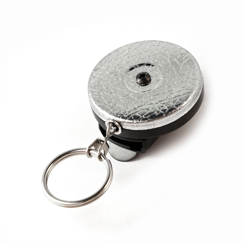  [AUSTRALIA] - KEY-BAK Original Retractable Key Holder with a Chrome Front, Removable Rotating Belt Clip, Split Ring and Made in the USA 48" Stainless Steel Cable (8 oz. Load)