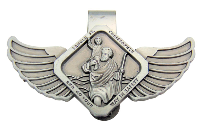  [AUSTRALIA] - St Christopher Patron Saint of Travelers Auto Visor Clip with Angel Wings