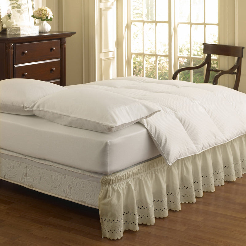  [AUSTRALIA] - Easy Fit Eyelet Wrap Around Easy On/Off Dust Ruffle 18-Inch Drop Bedskirt, Queen/King, Ivory