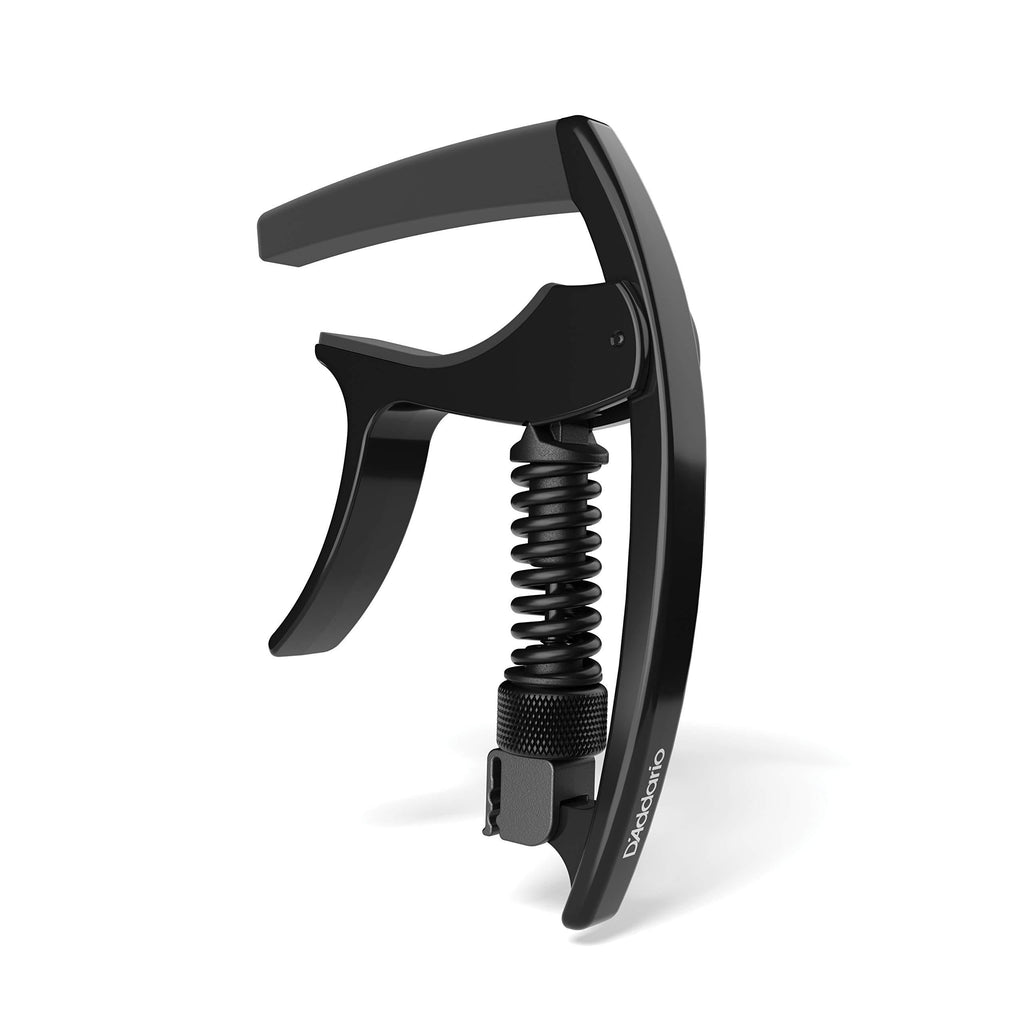 D’Addario NS Tri-Action Capo, Black – For 6-String Electric and Acoustic Guitars – Micrometer Tension Adjustment for Buzz-Free, In-Tune Performance - Single Hand Use – Integrated Pick Holder - LeoForward Australia