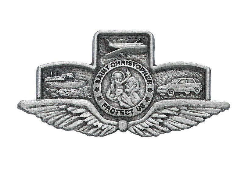  [AUSTRALIA] - St Christopher Medal Pendant W Wings Visor Clip Visor Clips