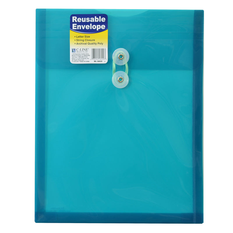  [AUSTRALIA] - C-Line Reusable Poly Envelope with String Closure, 1-Inch Gusset, Top Load, Letter Size, Color May Vary, 1 Envelope (58020) 1 Envelope (Top Loading)