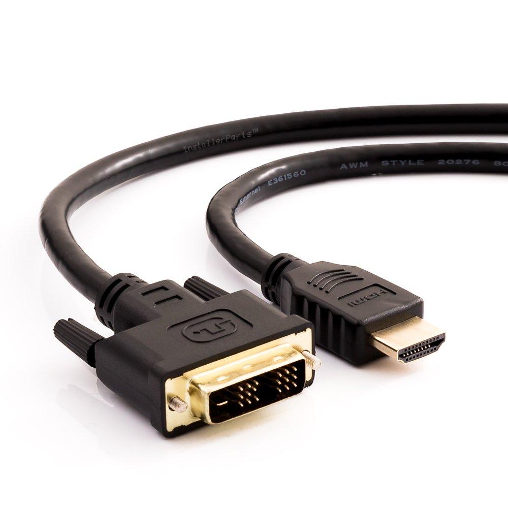 InstallerParts 6ft High-Speed HDMI to DVI-D Adapter Cable - Bi-Directional and Gold Plated - Supports 2K, 1080p for HDTV, DVD, Mac, PC, Projectors, Cable Boxes and More! 6 Feet Black - LeoForward Australia
