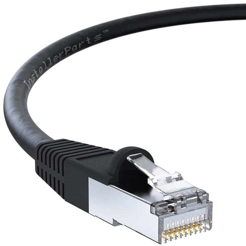  [AUSTRALIA] - InstallerParts Ethernet Cable CAT6 Cable Shielded (SSTP/SFTP) Booted 15 FT - Black - Professional Series - 10Gigabit/Sec Network/High Speed Internet Cable, 550MHZ 15 Feet