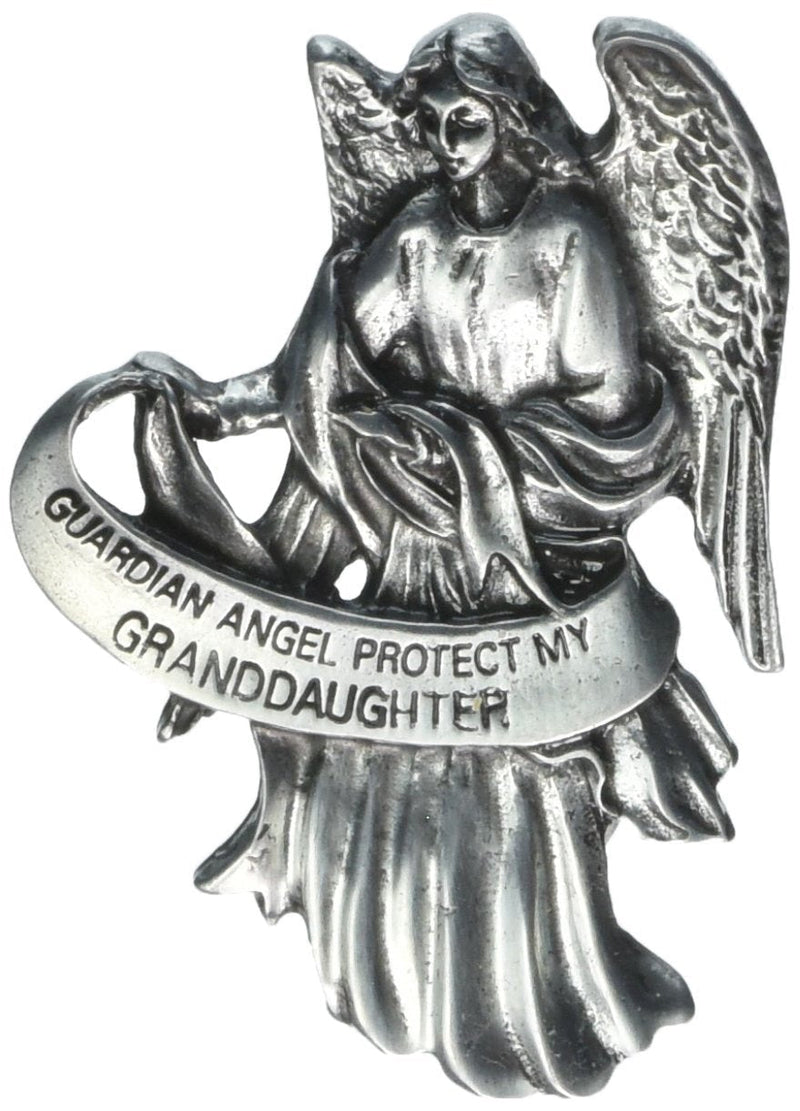  [AUSTRALIA] - Visor Clip of Guardian Angel 2 1/2"H-Protect My Granddaughter Pewter Antique Finish