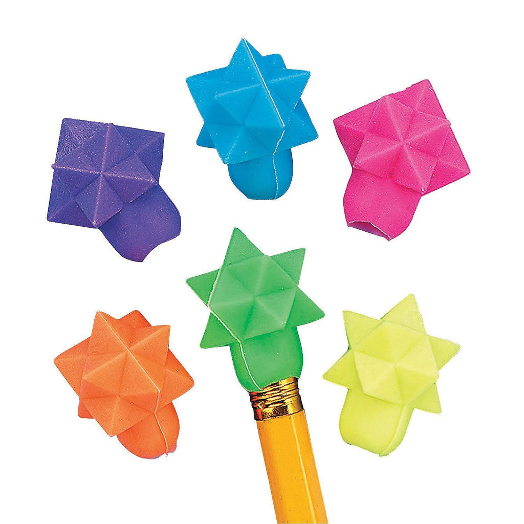 STAR-SHAPED ERASER PENCIL TOPPERS - Stationery - 144 Pieces - LeoForward Australia