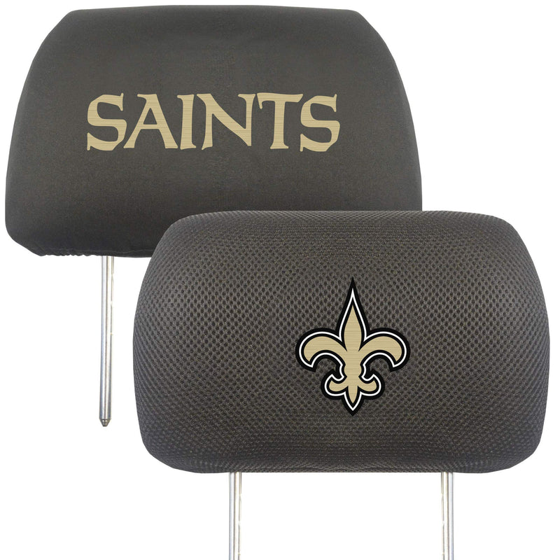  [AUSTRALIA] - FANMATS 12507 NFL - New Orleans Saints Black Slip Over Embroidered Head Rest Cover Set, 2 Pack