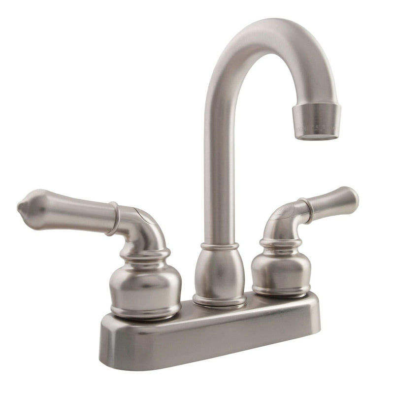  [AUSTRALIA] - Dura Faucet (DF-PB150C-SN) RV Bar Faucet with Classical Levers - 6-inch Spout (Brushed Satin Nickel) Brushed Satin Nickel