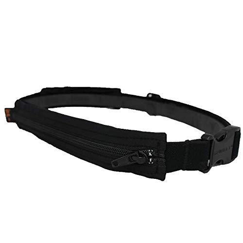 SPIbelt Double Pocket Running Belt, Black Fabric/Black Zipper/Logo Band - LeoForward Australia