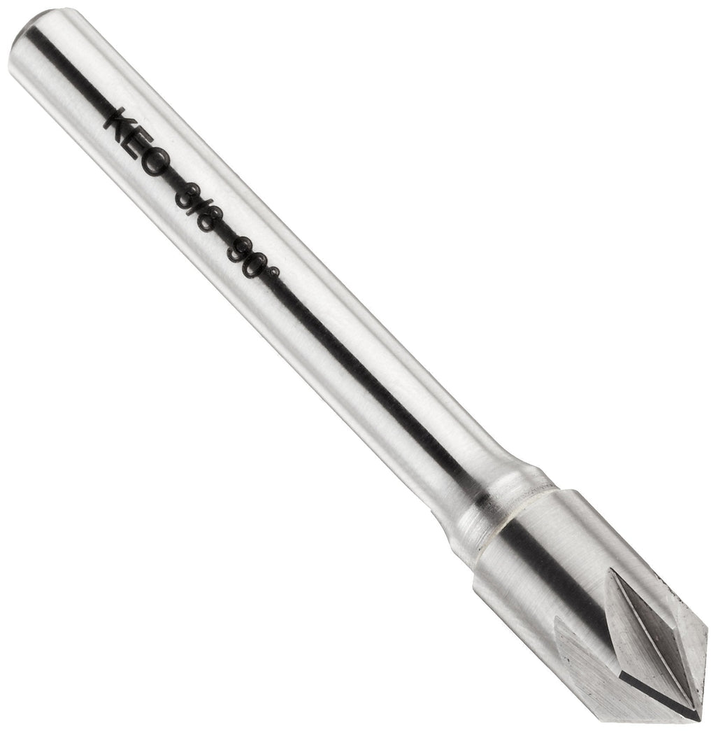 KEO 55805 Solid Carbide Single-End Countersink, Uncoated (Bright) Finish, 6 Flutes, 90 Degree Point Angle, Round Shank, 1/4" Shank Diameter, 3/8" Body Diameter - LeoForward Australia