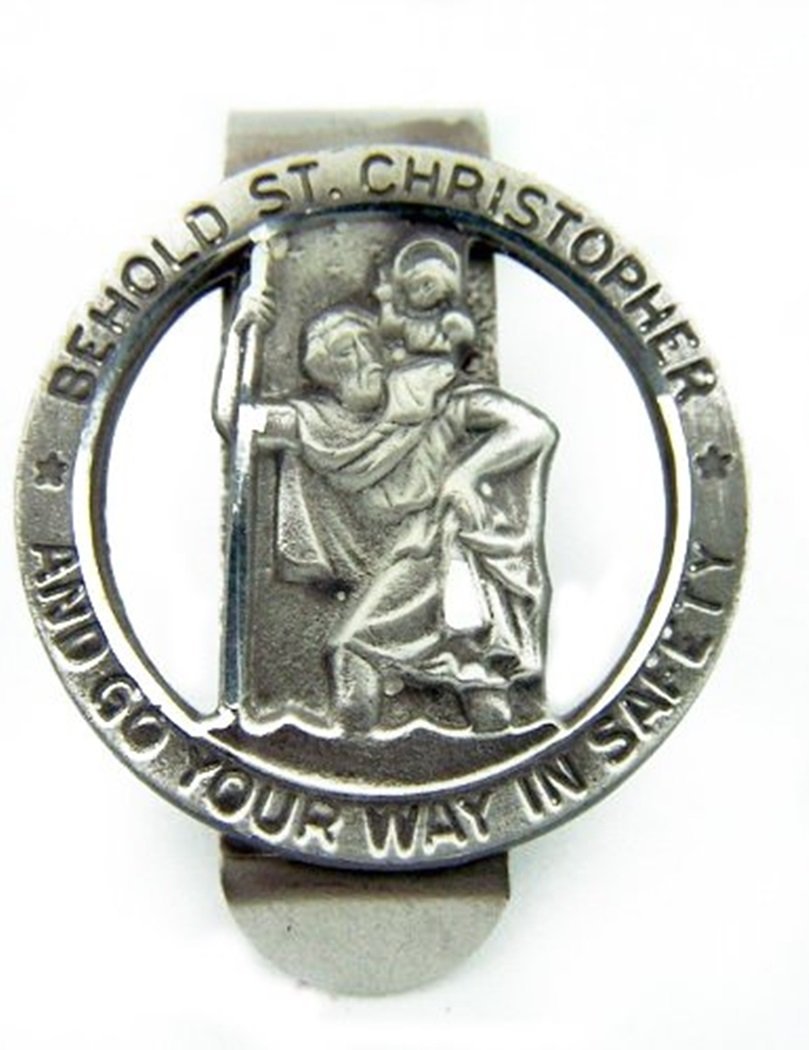  [AUSTRALIA] - Religious Gifts Pewter Saint Christopher Go Your Way in Safety Visor Clip, 1 1/4 Inch 1 Pack