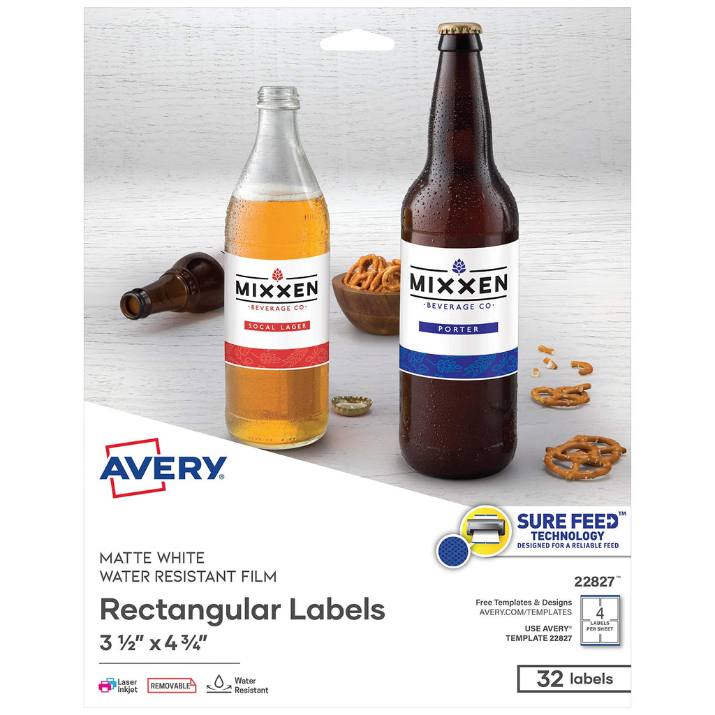 Printable Blank Rectangle Labels by Avery, 3.5" x 4.75", White, 32 Customizable Labels (22827) - LeoForward Australia