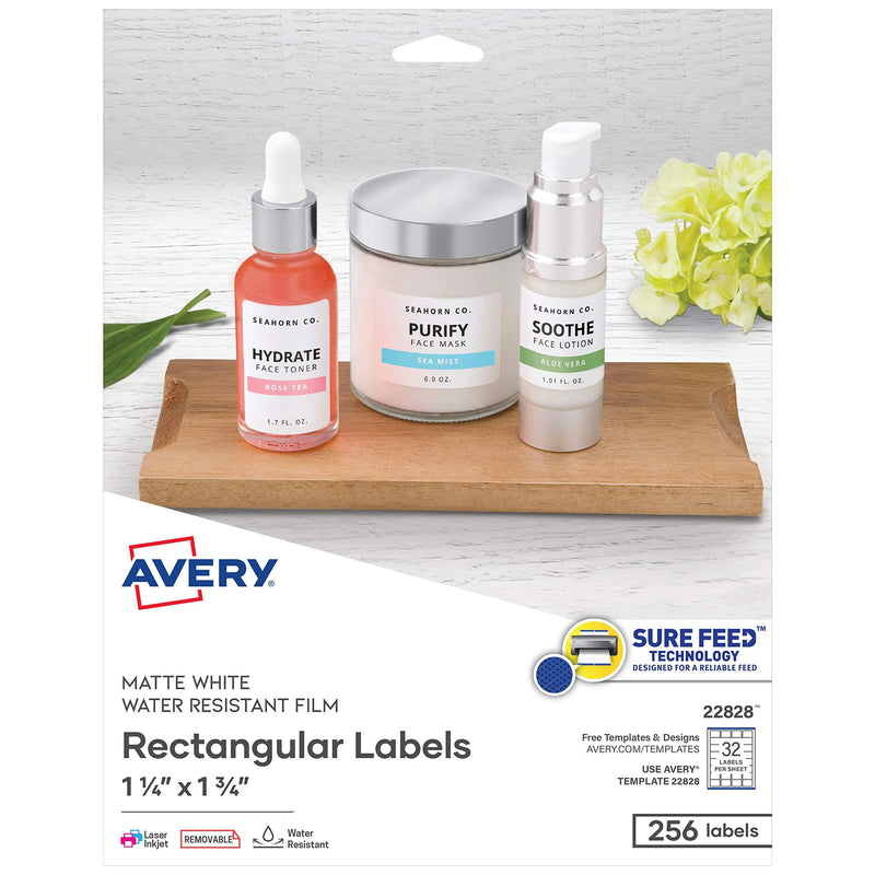 Avery Printable Blank Rectangle Labels, 1.25" x 1.75", White, 256 Customizable Labels (22828) - LeoForward Australia