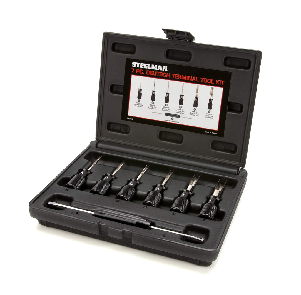 Steelman 7-Piece Deutsch Terminal Tool Kit for Auto Techs, Remove Terminal Block Wires Without Damage, Tools for 4, 8, 12, 14, 16, and 20 Gauge Wire Terminals, Wedge/Removal Tool and Screwdriver - LeoForward Australia
