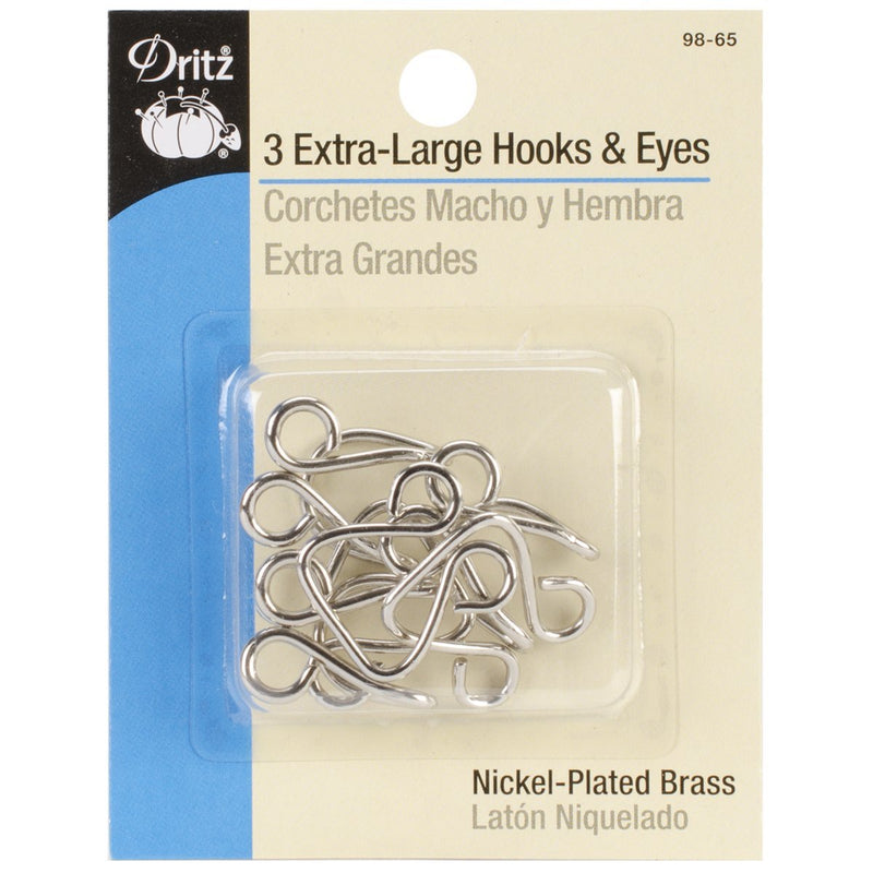 Dritz Extra-Large Hooks & Eyes, Hook & Eye Closures, Nickel, 3 - LeoForward Australia