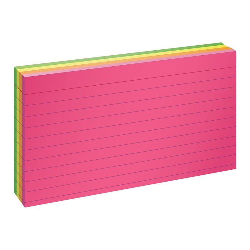  [AUSTRALIA] - Oxford Neon Index Cards, 3" x 5", Ruled, Assorted Colors, 100 Per Pack (40279) 3 x 5 100-Count