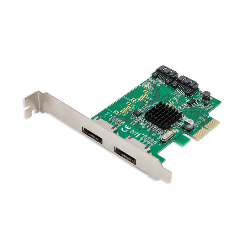  [AUSTRALIA] - IO CREST SI-PEX40058 2 Port SATA III 2 Port eSATA III PCIe 2.0 x2 HyperDuo Controller Card Green 2+2 port Marvell