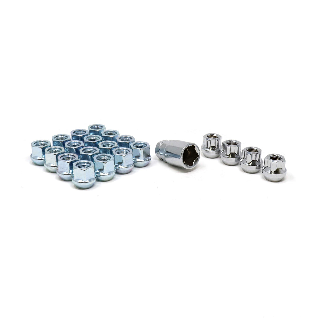 White Knight 791309-1SAM Chrome M14x1.50 Open End Bulge Acorn Lug Nut Kit with Wheel Locks, 20 Pack - LeoForward Australia