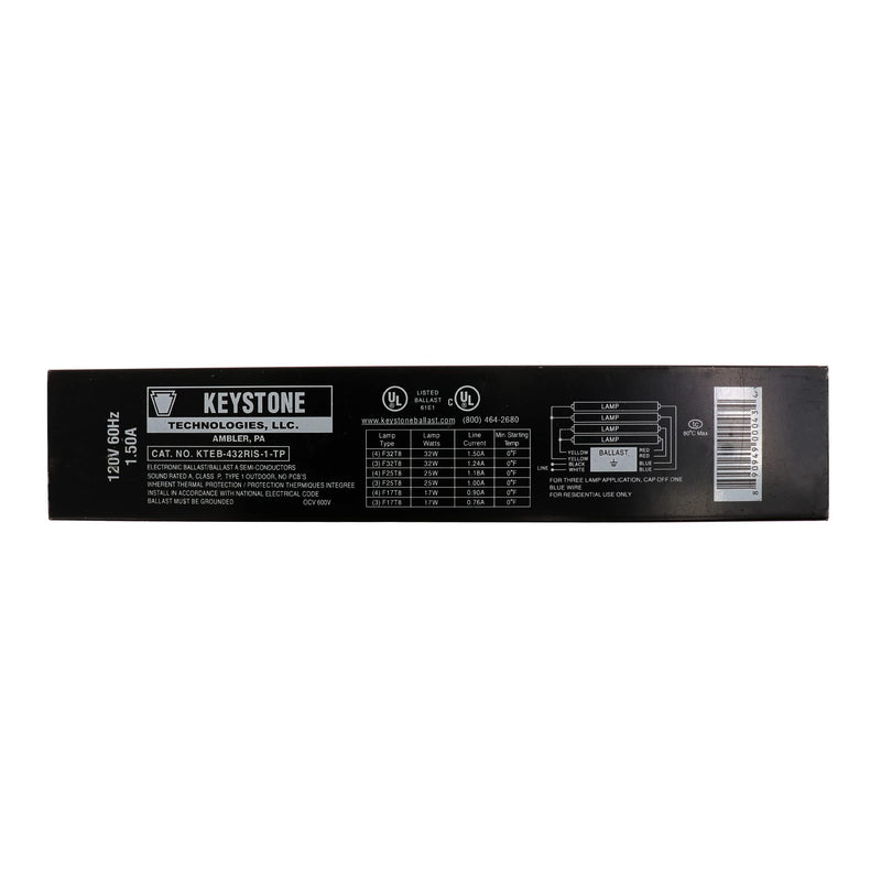  [AUSTRALIA] - KTEB-432RIS-1-TP-SL 4 Lamp F32T8 120V Electronic Ballast
