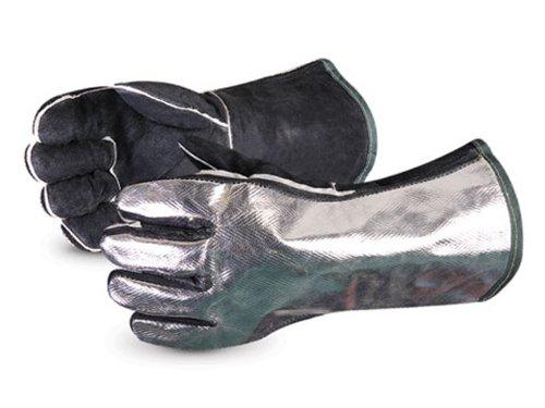  [AUSTRALIA] - Superior 401SALDL Silverdevil Leather Deluxe One Finger Welder Mitt with Aluminized Back, Work (Pack of 1 Pair)