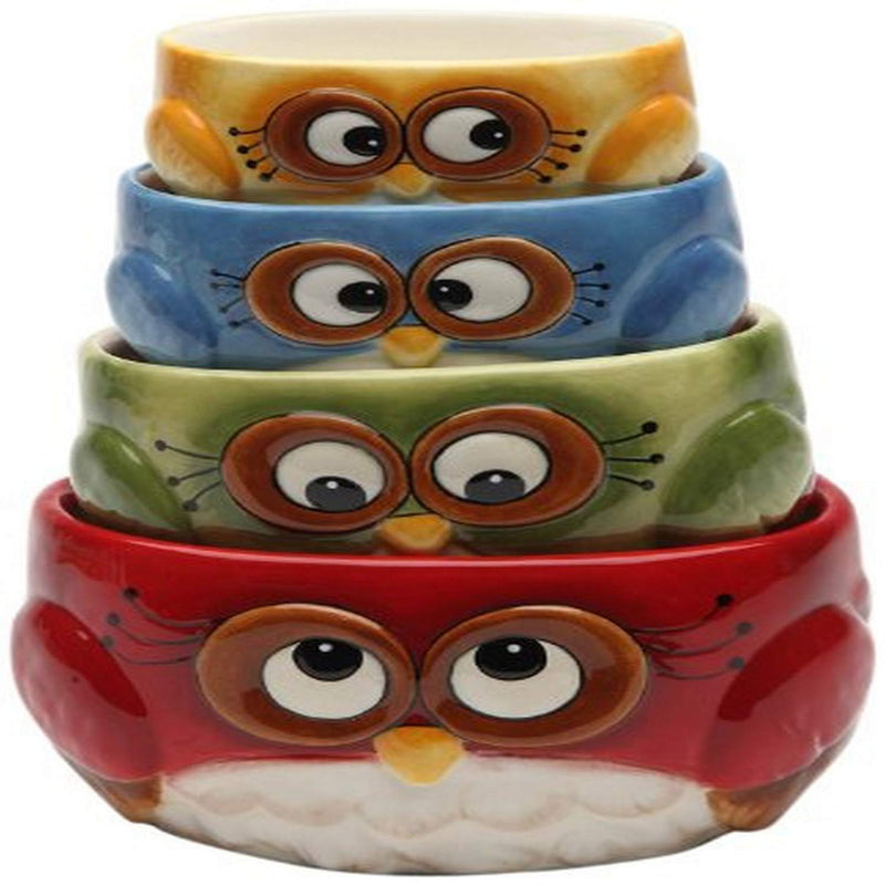 Cosmos gifts Measuring Cup Set Owl Design red green blue yellow 4 Pack - LeoForward Australia