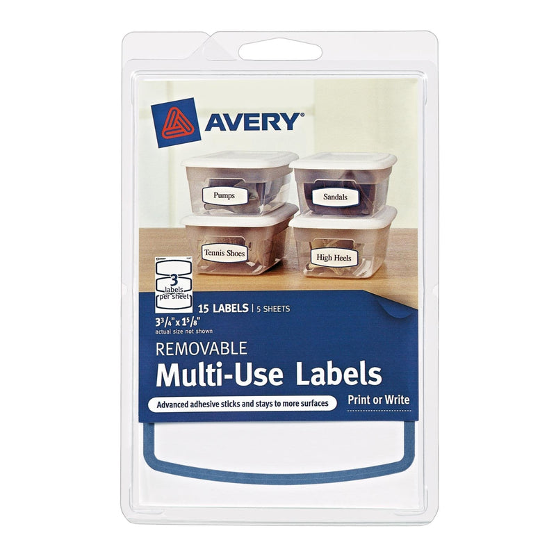 Avery Removable Multi-Use Labels, Blue Border, 3.75 x 1.625 Inches, Pack of 15 (41445) - LeoForward Australia