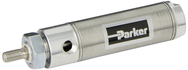 Parker 1.06DSR01.5 Stainless Steel Air Cylinder, Round Body, Double Acting, Nose Mount, Non-cushioned, 1-1/16 inches Bore, 1-1/2 inches Stroke, 5/16 inches Rod OD, 1/8" NPT Port - LeoForward Australia