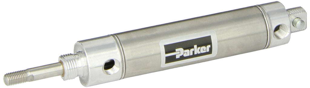 Parker 1.06DPSR02.5 Stainless Steel 304 Air Cylinder, Round Body, Double Acting, Pivot & Nose Mount w/ Pivot Pin, Non-cushioned, 1-1/16 inches Bore, 2-1/2 inches Stroke, 5/16 inches Rod OD, 1/8" NPT Port - LeoForward Australia