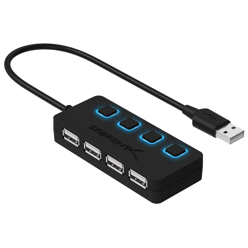 Sabrent 4-Port USB 2.0 Hub with Individual LED lit Power Switches (HB-UMLS) TypeA 4-Port - LeoForward Australia