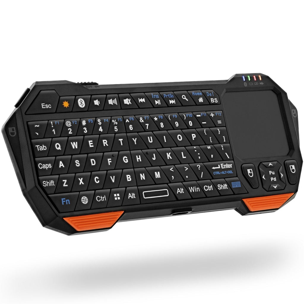  [AUSTRALIA] - Fosmon Mini Bluetooth Keyboard (QWERTY Keypad), Wireless Portable Lightweight with Built-In Touchpad, Compatible with Apple TV, PS4, HTPC/IPTVVR Glasses, Smartphones and more