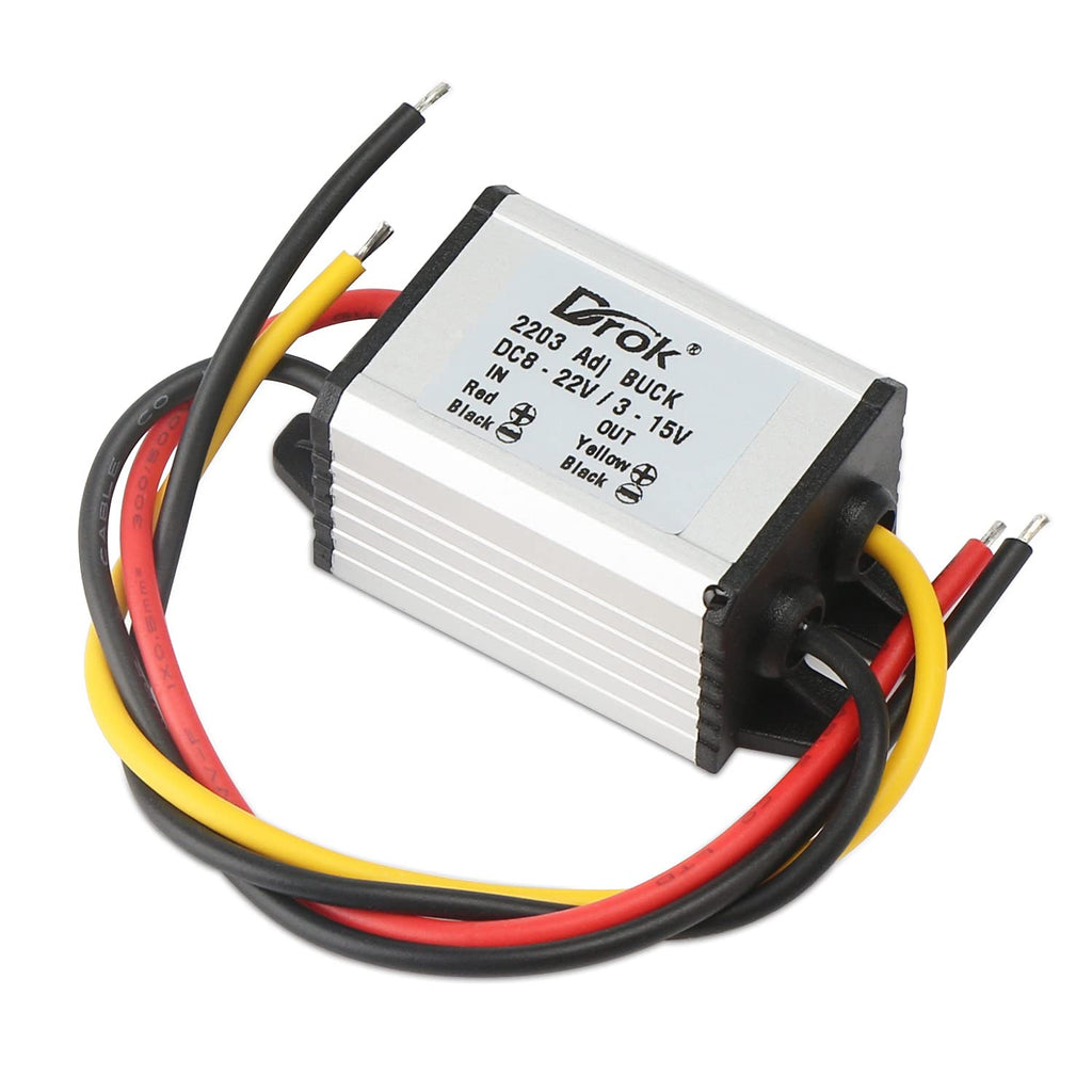 DROK - 90010 Waterproof DC Buck Converter Voltage Regulator 8-22V to 1-15V 5V 12V 3A Adjustable Output Power Supply Transformer - LeoForward Australia