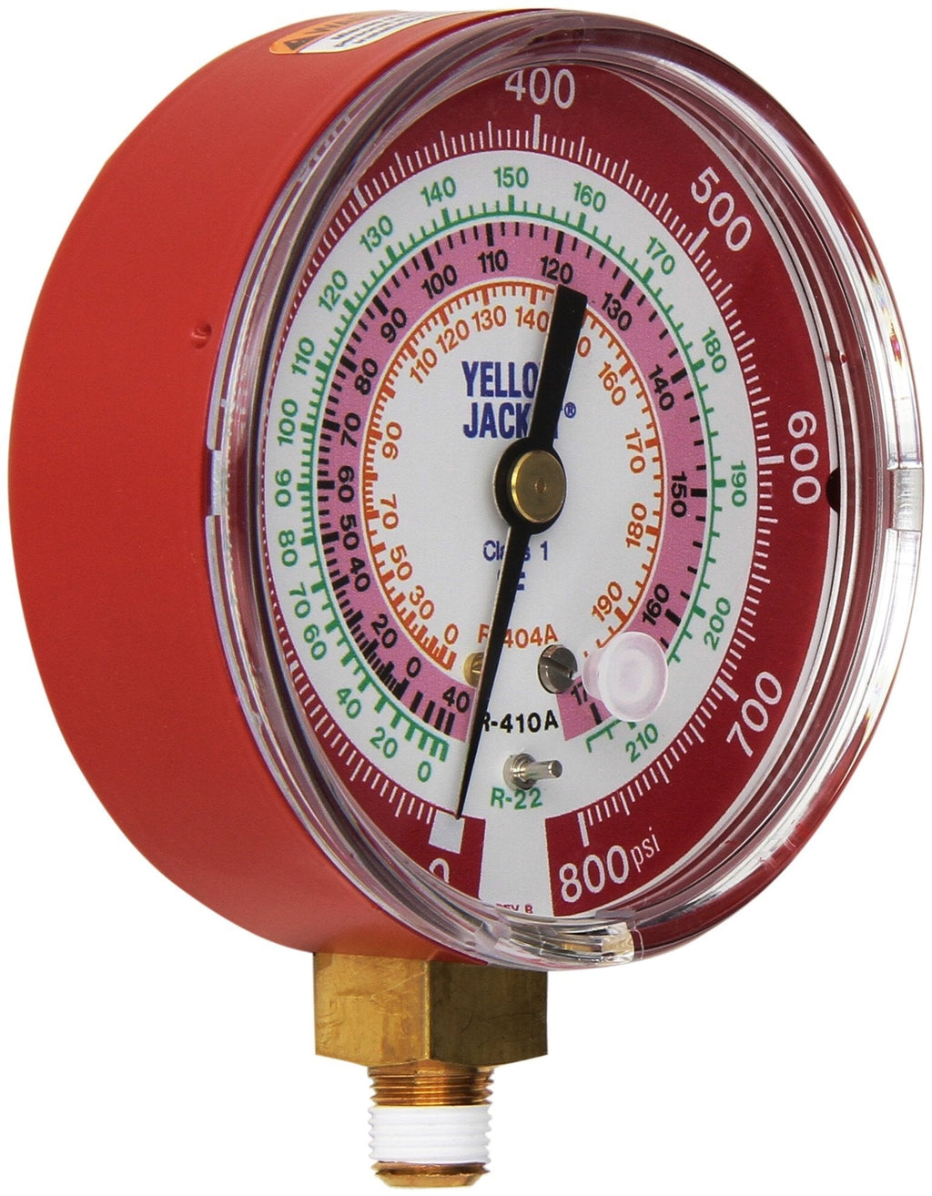  [AUSTRALIA] - Yellow Jacket 49137 3-1/8" Red Pressure, 0-800 psi, R-22/404A/410A Gauge Degrees F