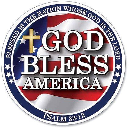  [AUSTRALIA] - God Bless America Psalm 33:12 Scripture"Blessed is the Nation Whose God is the Lord" 6" Round Flexible Auto Car Magnet Decal Religious Gift