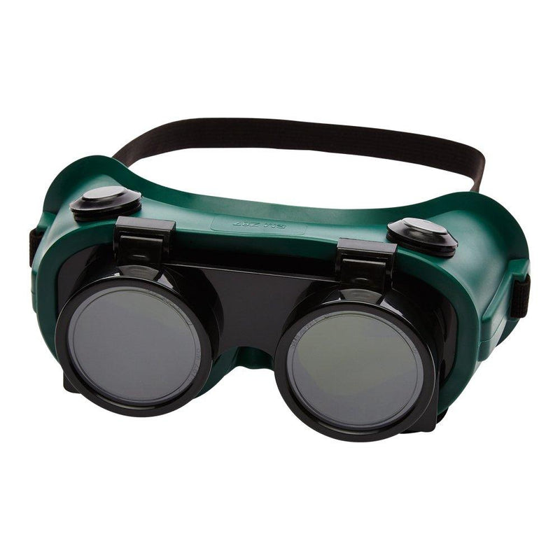  [AUSTRALIA] - Sellstrom Flexible, Soft PVC Shade 5 IR Lens, Indirect Vent Lift Front Cover Goggle, Clear Plastic Lens, Snug Seal, Green, Lens Size: 50 mm Diameter, S85350