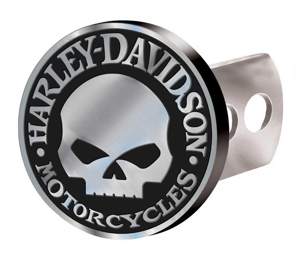  [AUSTRALIA] - Harley-Davidson Hitch Cover, Willie G Skull Hitch Plug, Brushed Silver 2283 2"