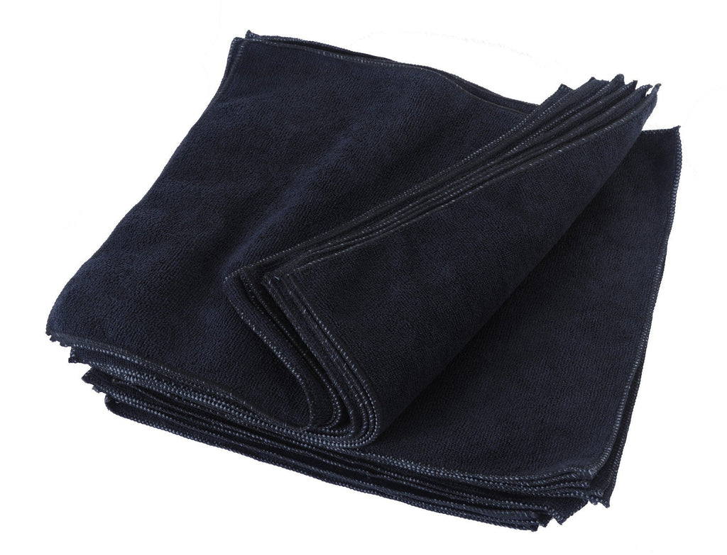  [AUSTRALIA] - Eurow Microfiber Premium 12 x 12 350 GSM Cleaning Towels Black - 25 Pk