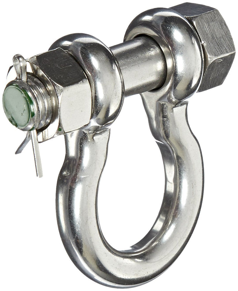 Indusco 75101021 Stainless Steel 316 Bolt and Nut Anchor Shackle, 3000 lbs Working Load Limit, 1/2" Size - LeoForward Australia