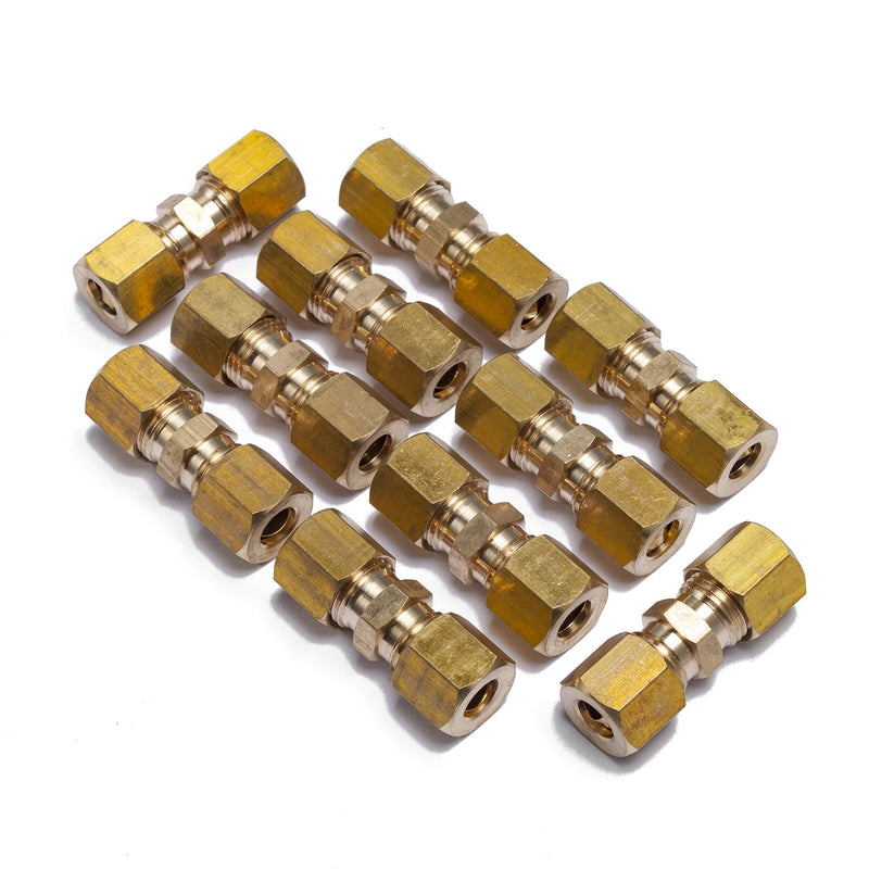 [AUSTRALIA] - LTWFITTING 1/4-Inch OD Compression Union,Brass Compression Fitting(Pack of 10)