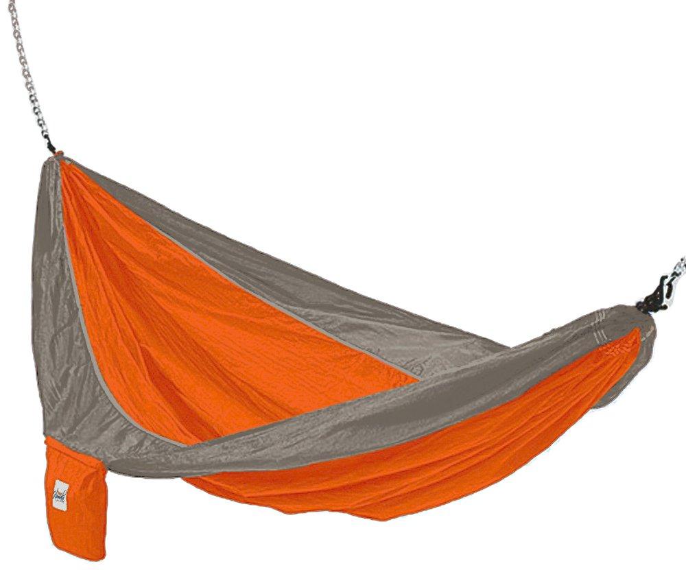  [AUSTRALIA] - Hammaka Parachute Silk Lightweight Portable Double Hammock In Orange / Grey