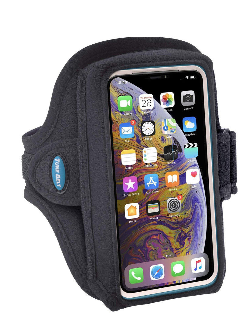 Tune Belt AB89 Cell Phone Armband Holder for iPhone 11 Pro, SE 2020, X/XS, Galaxy S9 S10e - Extra-Roomy Pocket Fits OtterBox / Large Case - Water Resistant Pouch for Running and Working Out - LeoForward Australia