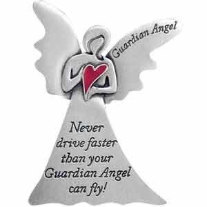  [AUSTRALIA] - Auto VISOR Clip GUARDIAN ANGEL with Red HEART "NEVER Drive Faster Than Your Guardian Angel Can FLY" CAR AUTOMOBILE/Sentiment/GIFT PARENTS/New DRIVERS