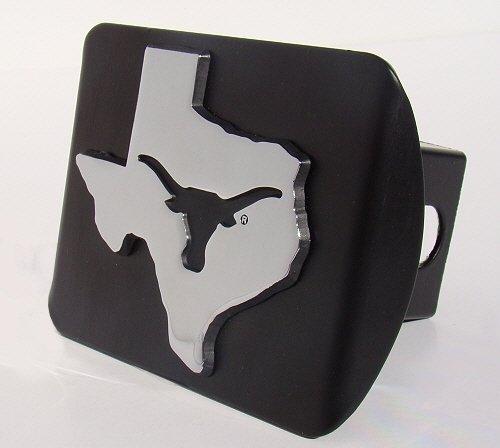  [AUSTRALIA] - Elektroplate UTX University of Texas Black with Chrome Debossed TX State Shape Longhorn Emblem Metal Trailer Hitch Cover Fits 2 Inch Auto Car Truck Receiver with NCAA College Sports Logo
