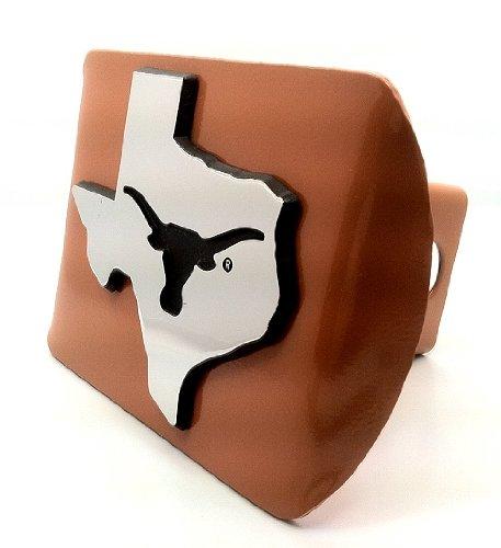  [AUSTRALIA] - Elektroplate UTX University of Texas Orange and Chrome with Debossed TX State Shape Longhorn Emblem Metal Trailer Hitch Cover Fits 2 Inch Auto Car Truck Receiver with NCAA College Sports Logo